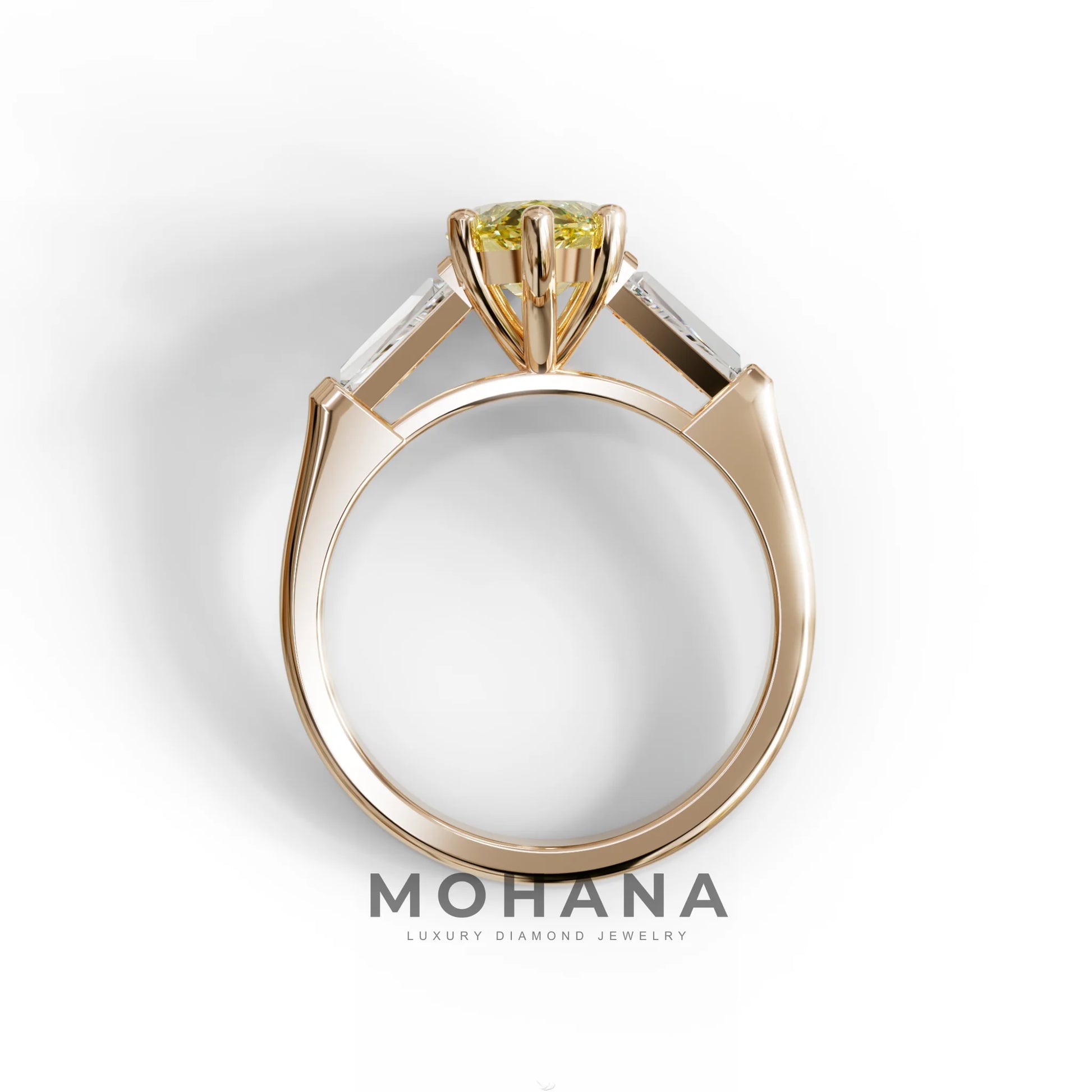 Yellow Marquise & Tapered Baguette Multi Stone Engagement Ring