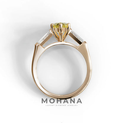 Yellow Marquise & Tapered Baguette Multi Stone Engagement Ring