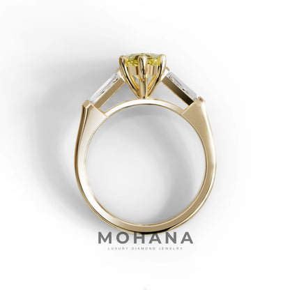 Yellow Marquise & Tapered Baguette Multi Stone Engagement Ring