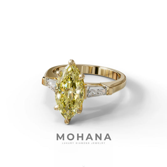 Yellow Marquise & Tapered Baguette Multi Stone Engagement Ring