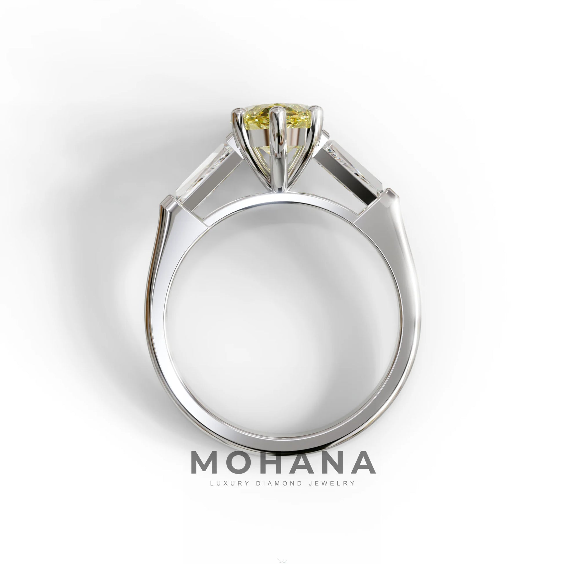 Yellow Marquise & Tapered Baguette Multi Stone Engagement Ring