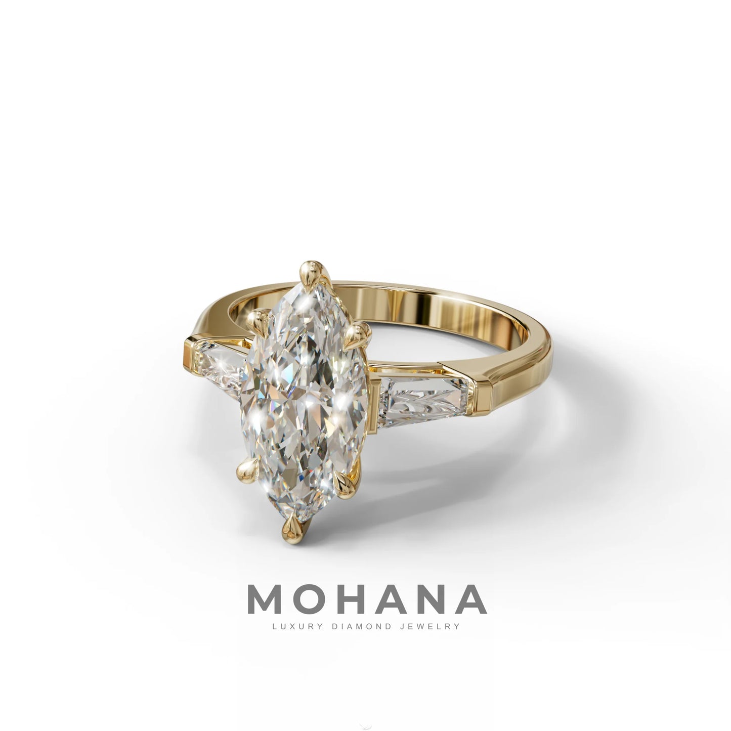 E-VVS Marquise & Tapered Baguette Multi Stone Engagement Ring