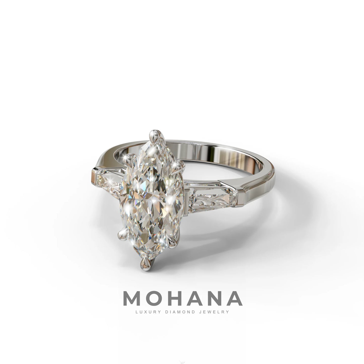 E-VVS Marquise & Tapered Baguette Multi Stone Engagement Ring