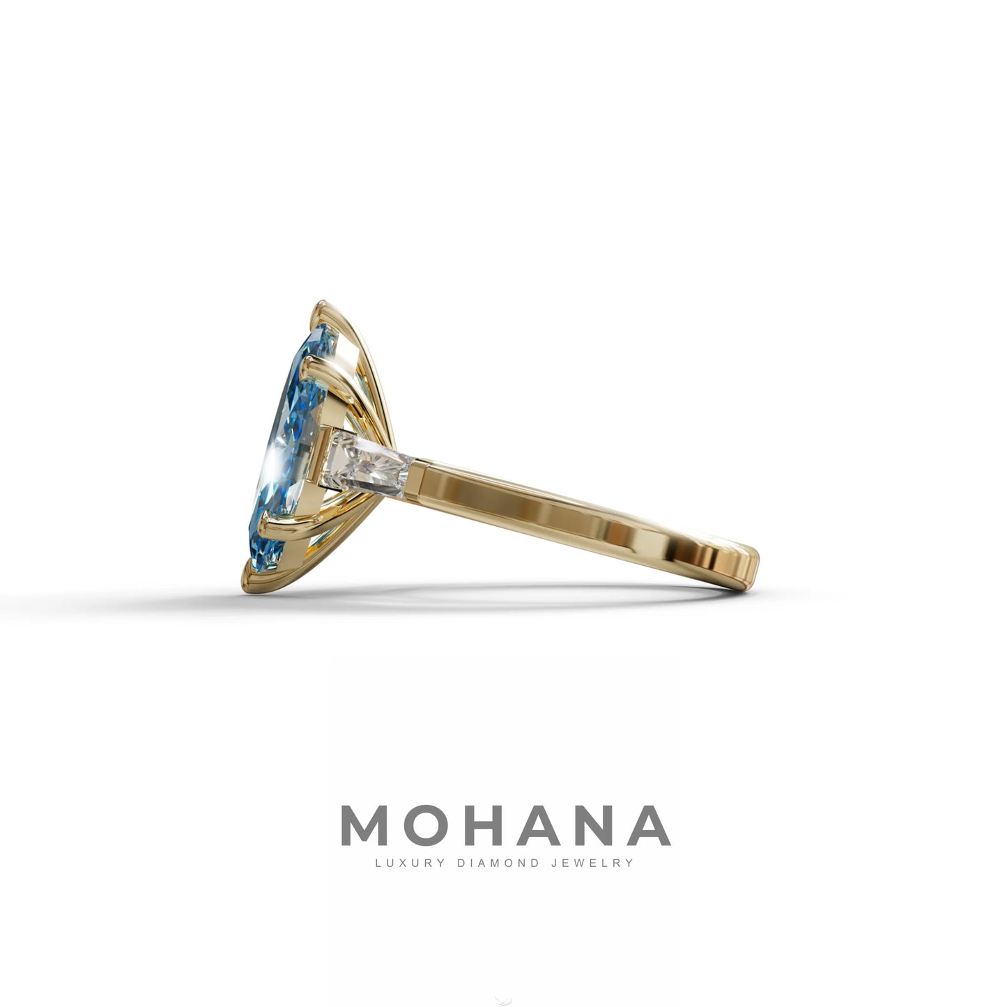 Blue Marquise & Tapered Baguette Multi Stone Engagement Ring