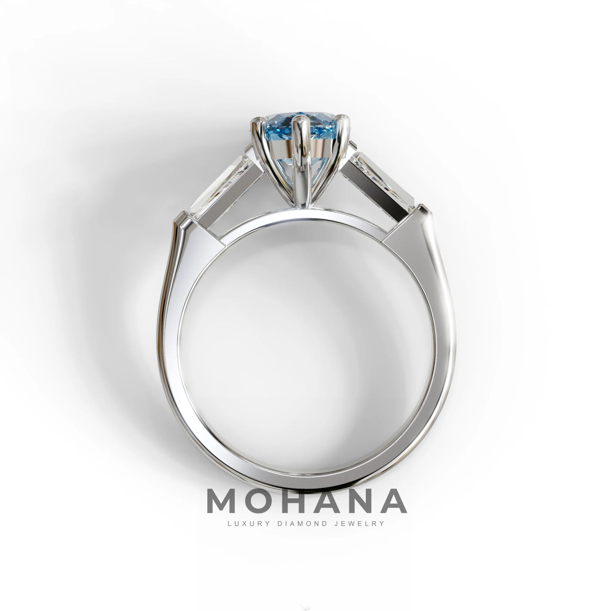 Blue Marquise & Tapered Baguette Multi Stone Engagement Ring