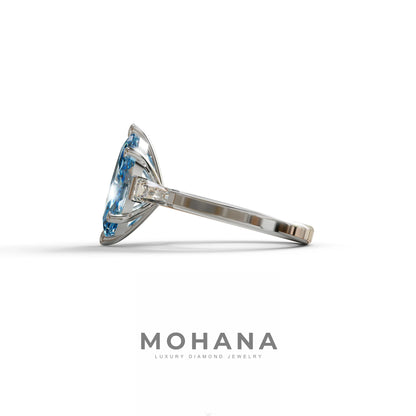 Blue Marquise & Tapered Baguette Multi Stone Engagement Ring