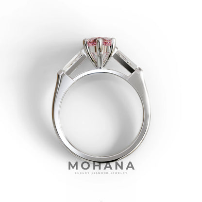 Pink Marquise & Tapered Baguette Multi Stone Engagement Ring