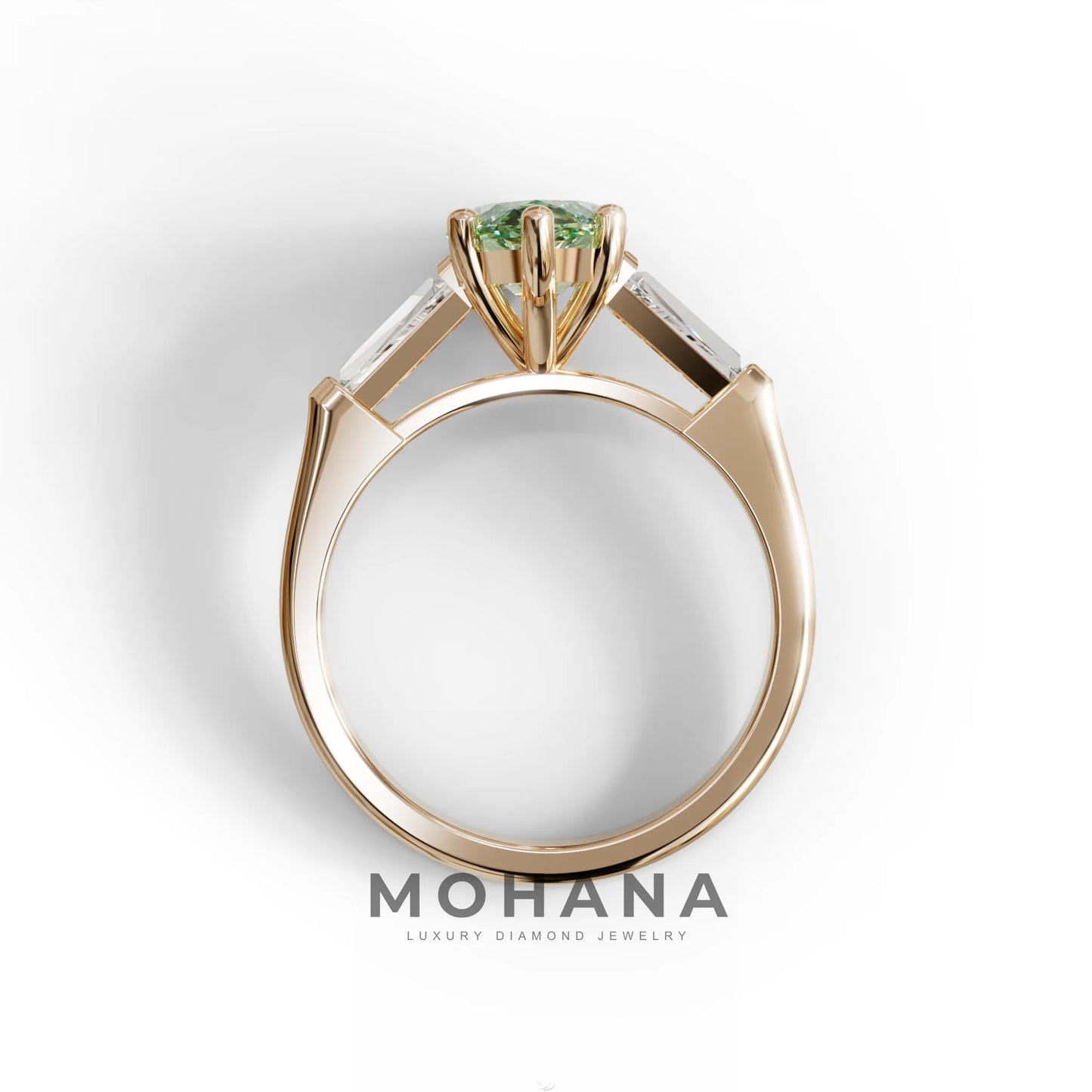 Green Marquise & Tapered Baguette Multi Stone Engagement Ring