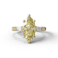 Yellow Marquise & Tapered Baguette Multi Stone Engagement Ring - 10K Solid Gold / Yellow Gold