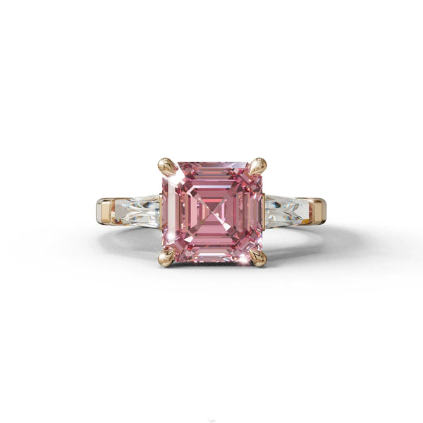 3.8 Carat Pink Lab Grown Diamond Engagement Ring – Asscher Cut Halo | Brillante