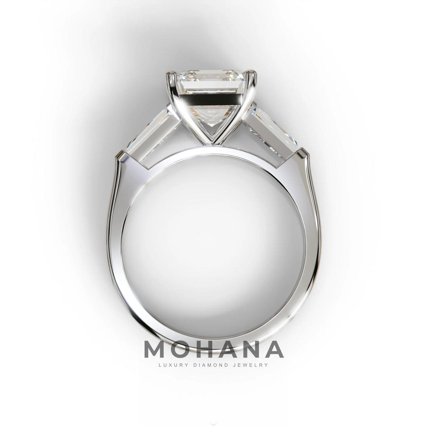 3 Carat E VVS Asscher & Baguette Cut Multi Stone Lab Diamond Ring - Brillante