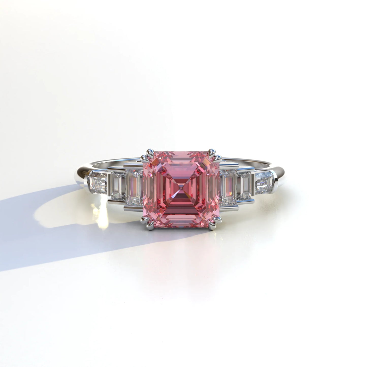 Pink lab diamond, pink Ascher ring, pink ring, pink diamond ring, lab diamond ring, lab grown diamond, Ascher engagement ring, asscher cut ring, ascher cut diamond ring, ascher cut engagemet ring, birthday gift for her, proposal ring