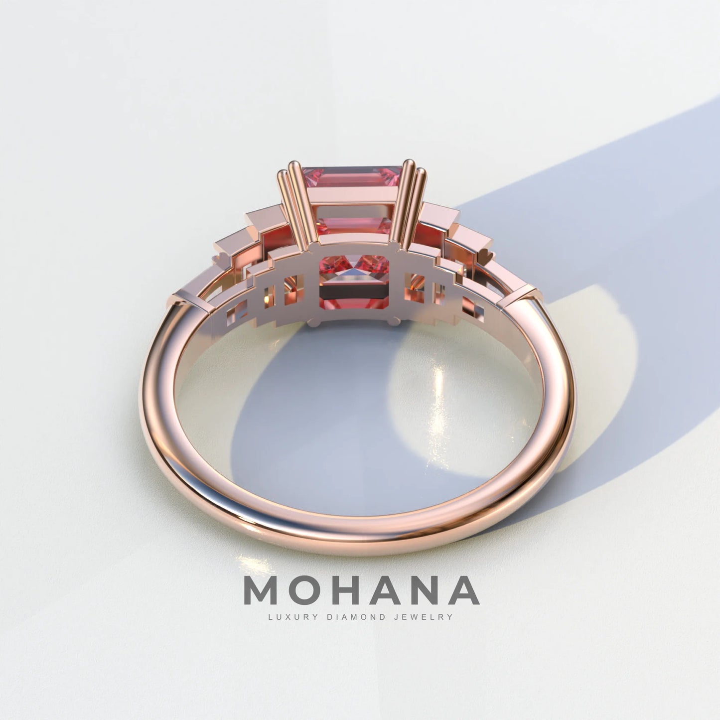 3 carat Asscher Cut Pink lab Diamond Engagement Ring - Vetra