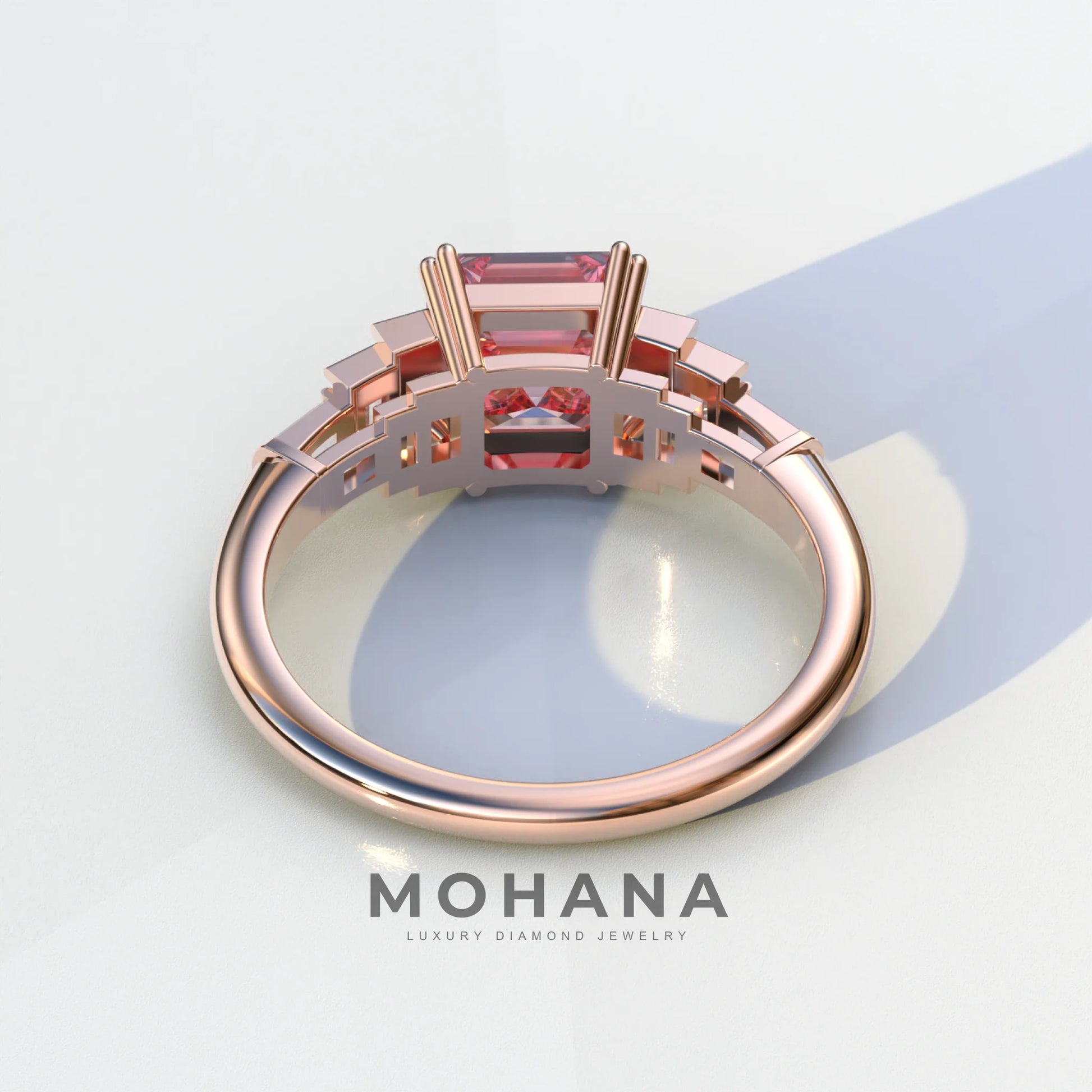 3 carat Asscher Cut Pink lab Diamond Engagement Ring - Vetra