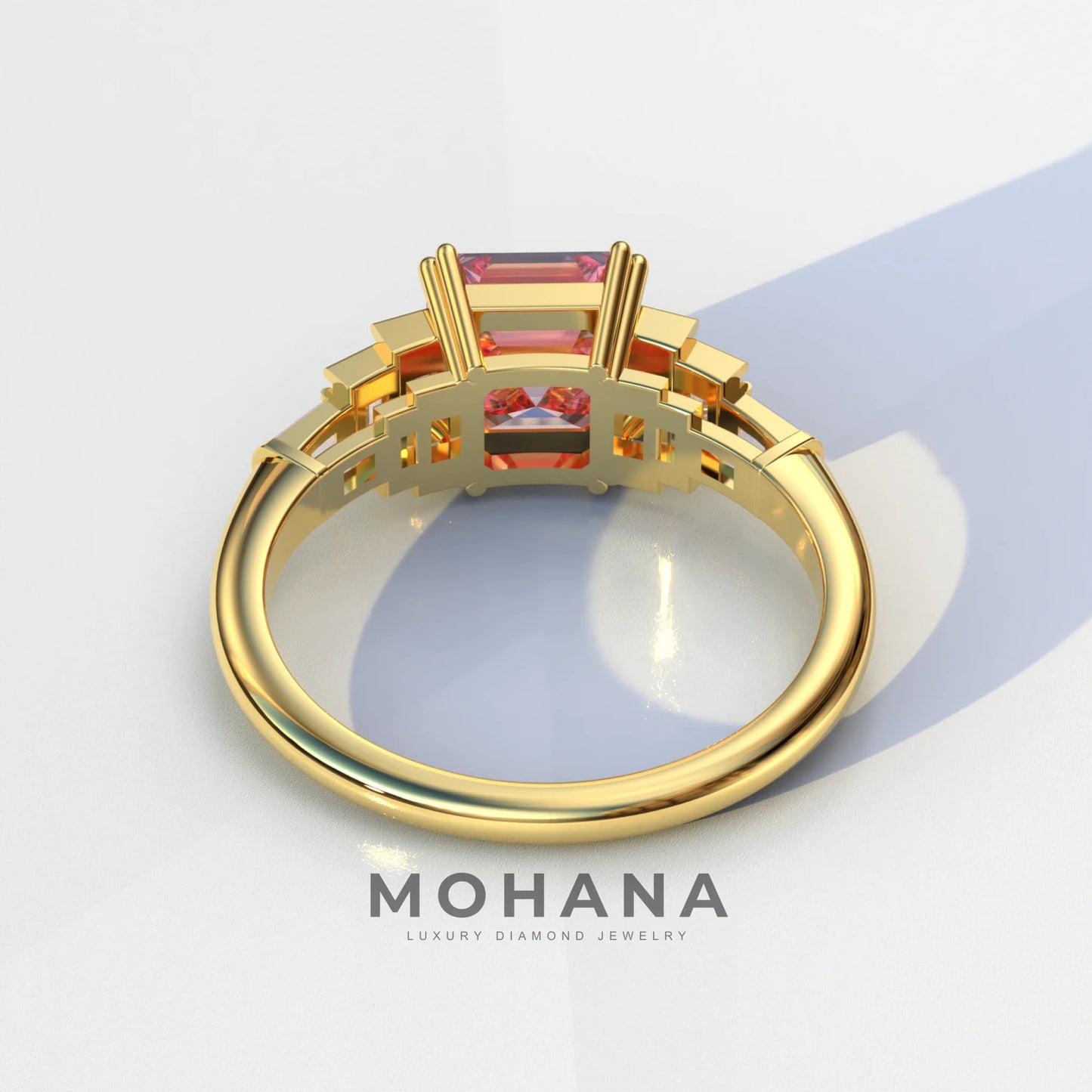 3 carat Asscher Cut Pink lab Diamond Engagement Ring - Vetra