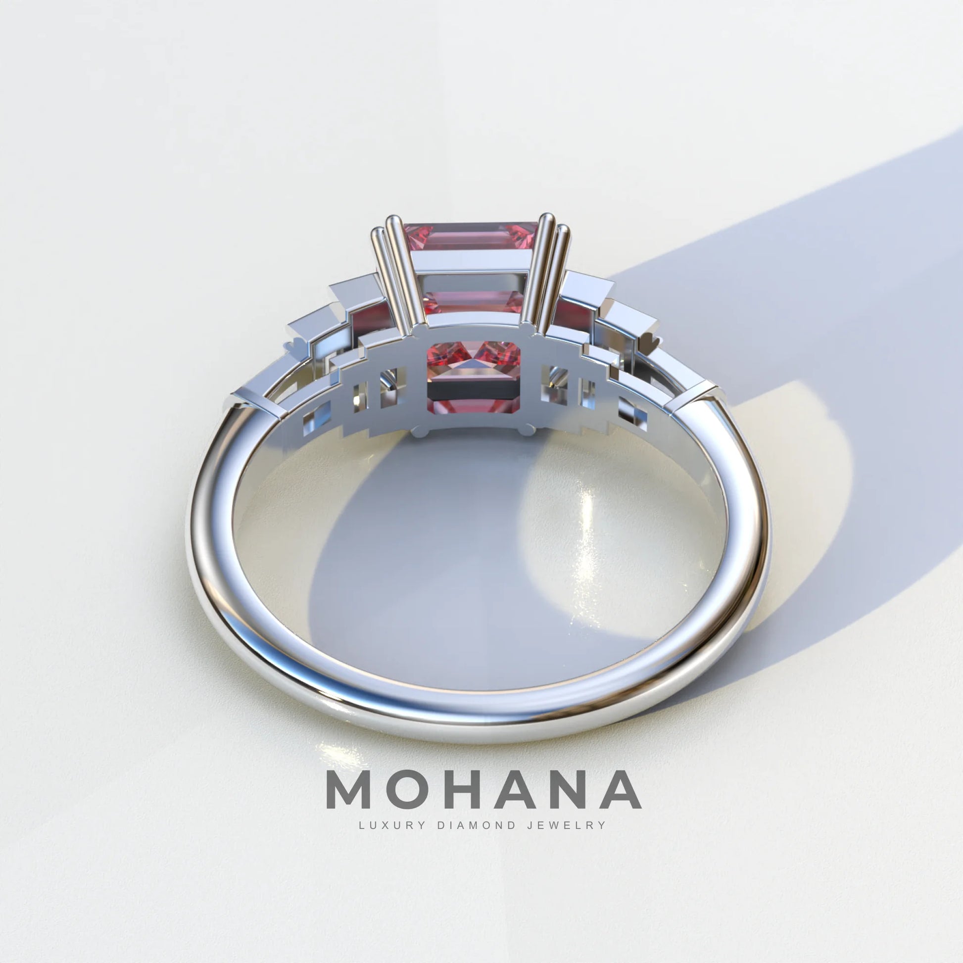 3 carat Asscher Cut Pink lab Diamond Engagement Ring - Vetra