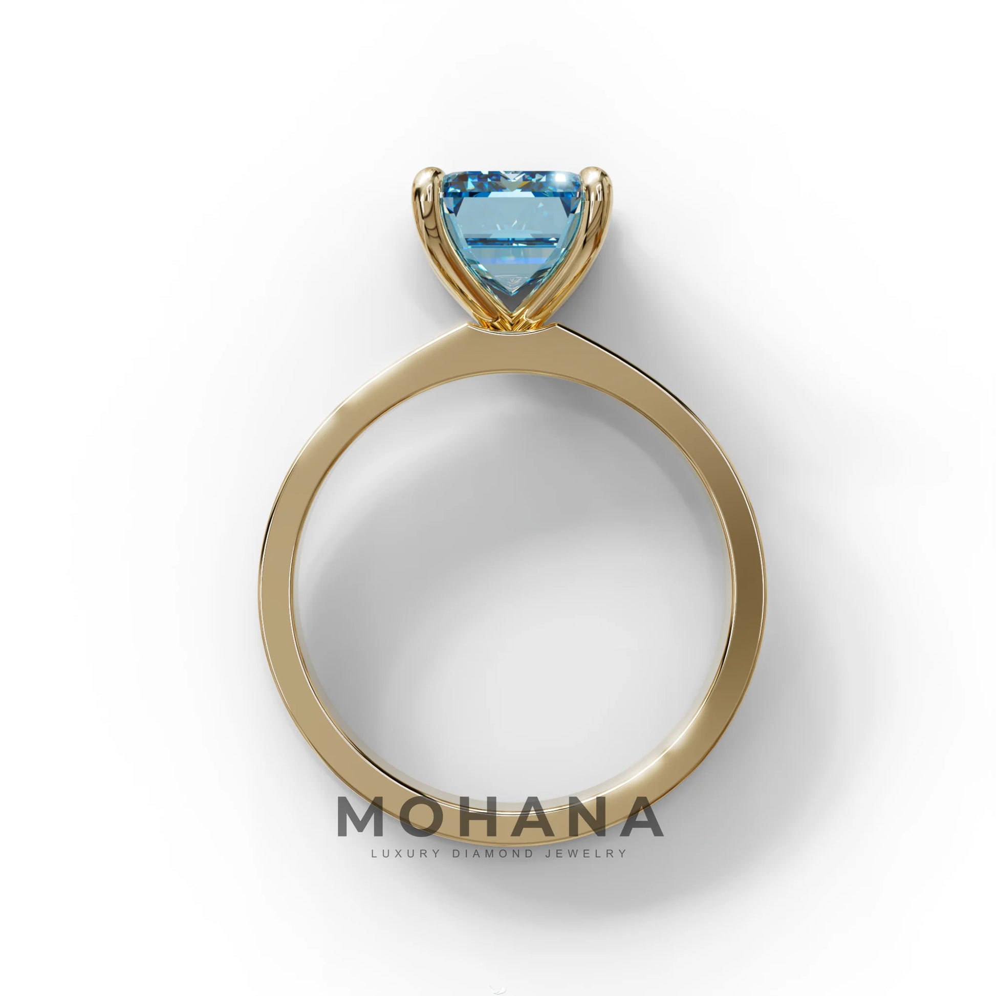 3 Carat Blue Emerald Lab Grown Diamond Solitaire Engagement Ring - Zulu