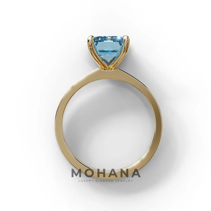 3 Carat Blue Emerald Lab Grown Diamond Solitaire Engagement Ring - Zulu