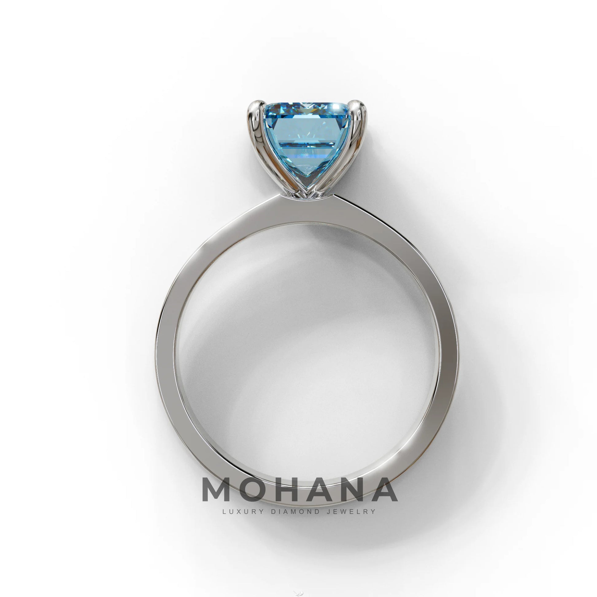 3 Carat Blue Emerald Lab Grown Diamond Solitaire Engagement Ring - Zulu