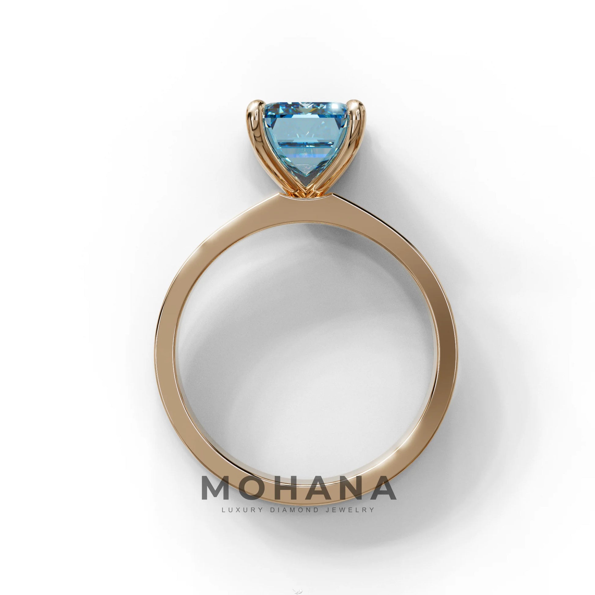 3 Carat Blue Emerald Lab Grown Diamond Solitaire Engagement Ring - Zulu