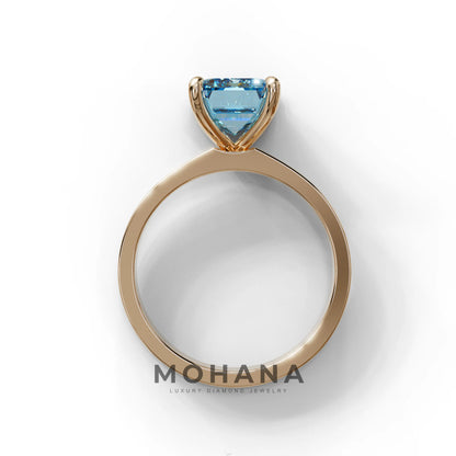 3 Carat Blue Emerald Lab Grown Diamond Solitaire Engagement Ring - Zulu