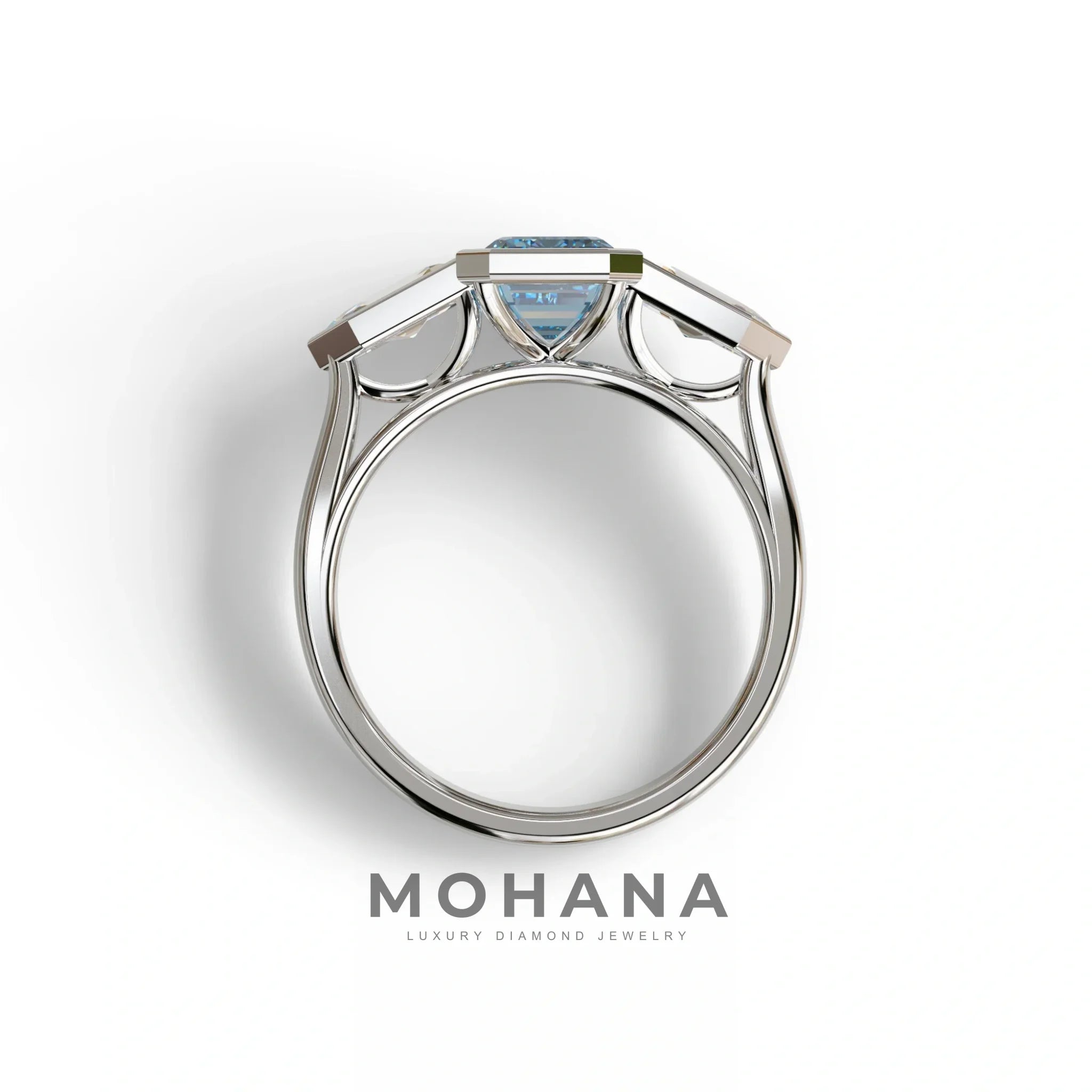 3 Ct Fancy Vivid Blue Emerald Cut Lab Diamond Ring - Lumons