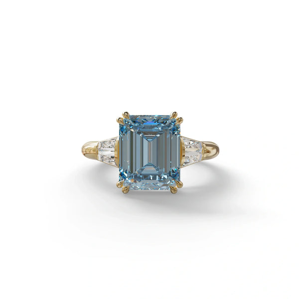 3 Carat Blue Lab Grown Diamond Engagement Ring – Emerald Cut Halo | Lami