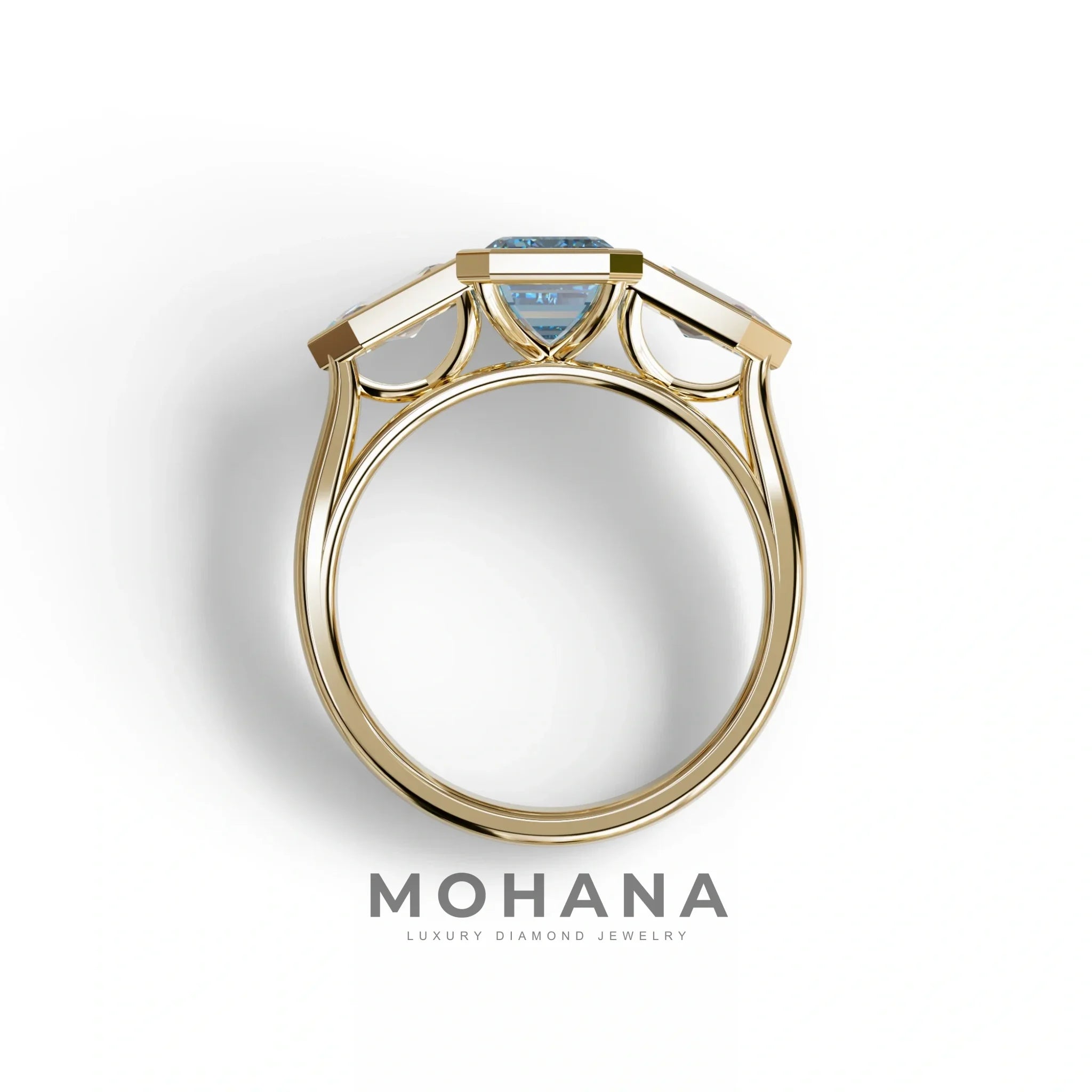 3 Ct Fancy Vivid Blue Emerald Cut Lab Diamond Ring - Lumons