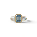 3 Ct Fancy Vivid Blue Emerald Cut Lab Diamond Ring - Lumons - 10K Solid Gold / Yellow Gold