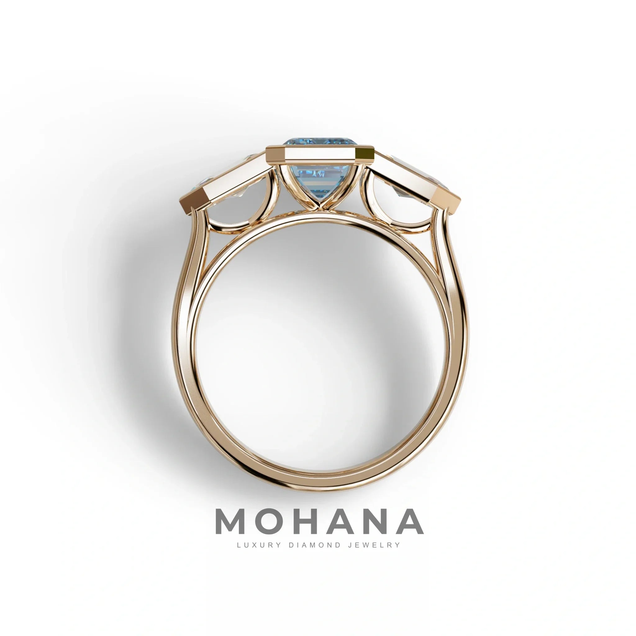 3 Ct Fancy Vivid Blue Emerald Cut Lab Diamond Ring - Lumons