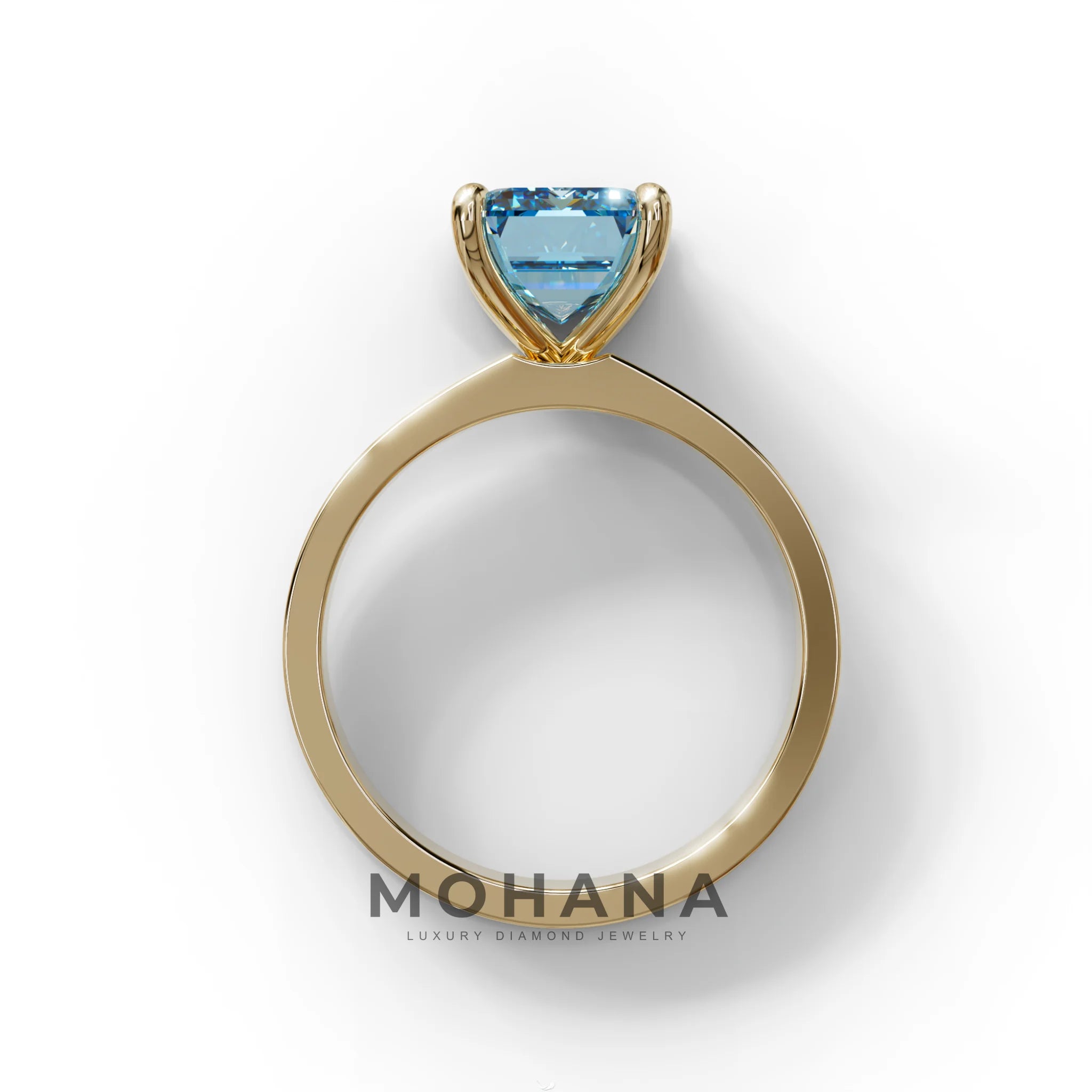 3 Carat Blue Emerald Lab Grown Diamond Solitaire Engagement Ring - Zulu