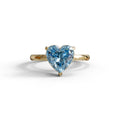 3 Carat Blue Heart Cut Hidden Halo Set Lab Grown Diamond Engagement Ring - 10K Solid Gold / Yellow Gold