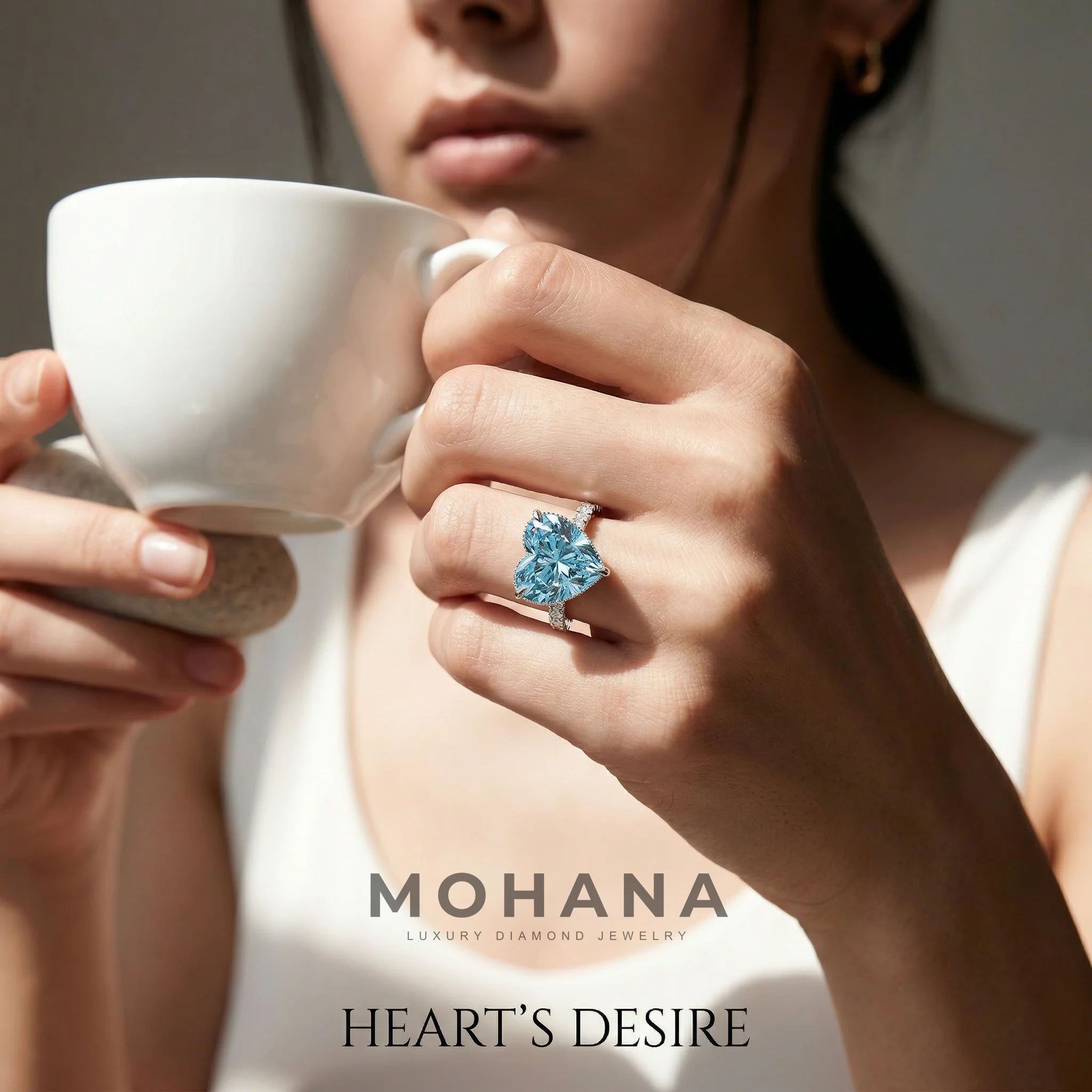 3 Carat Fancy Blue Heart Cut Hidden Halo Lab Grown Diamond Engagement Ring