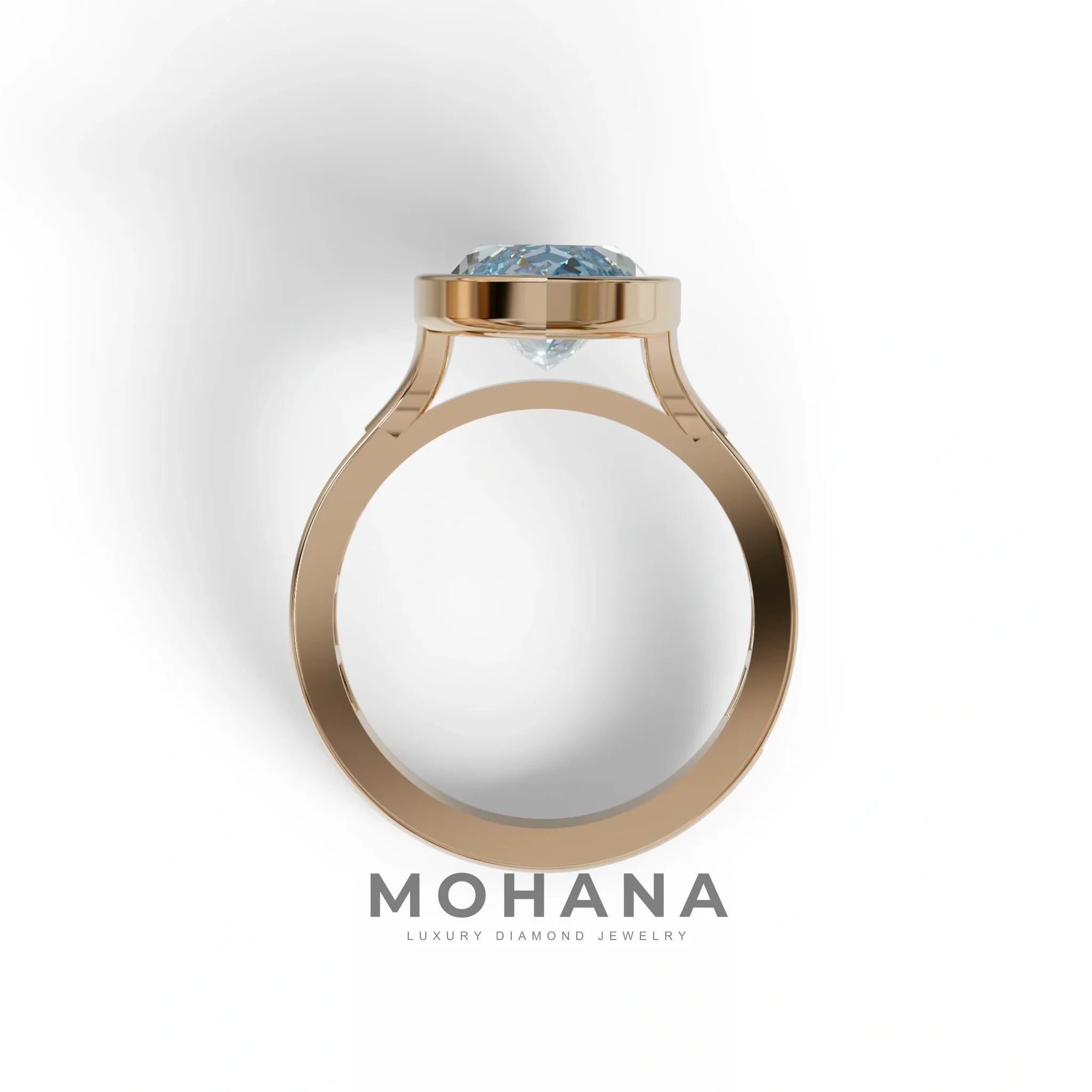 3 Ct Marquis Cut Blue Color Lab Diamond Ring With Bezel Set - Kayla