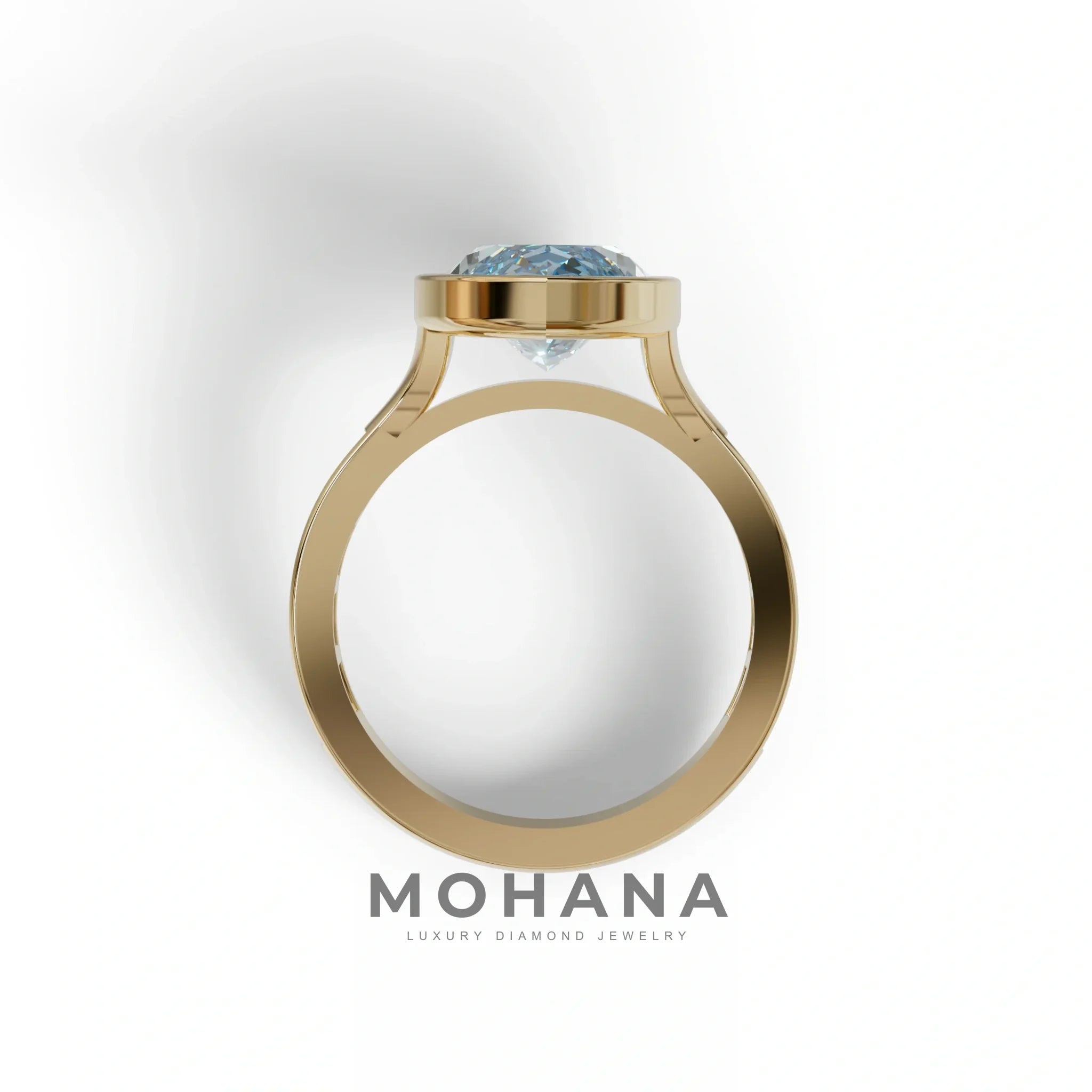 3 Ct Marquis Cut Blue Color Lab Diamond Ring With Bezel Set - Kayla