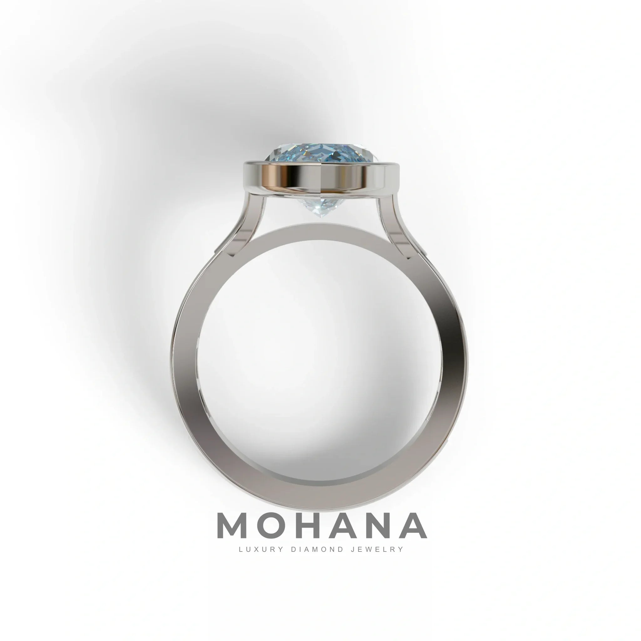 3 Ct Marquis Cut Blue Color Lab Diamond Ring With Bezel Set - Kayla