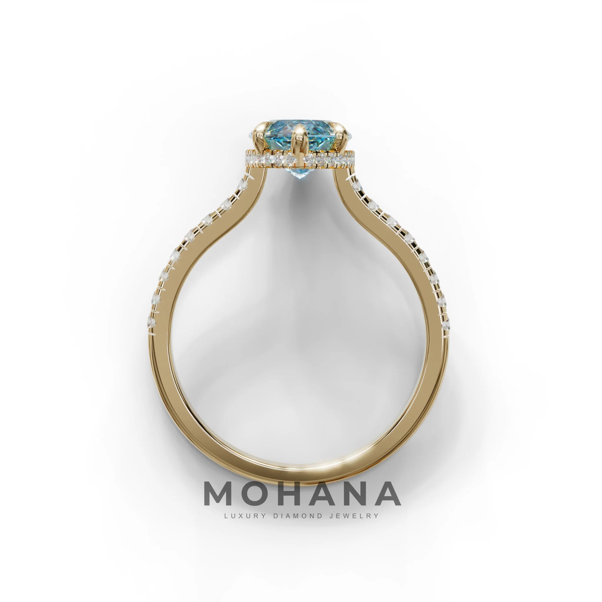 3 Carat Blue Marquise Cut Hidden Halo & Pave Set Lab Diamond Ring - Eblouissant