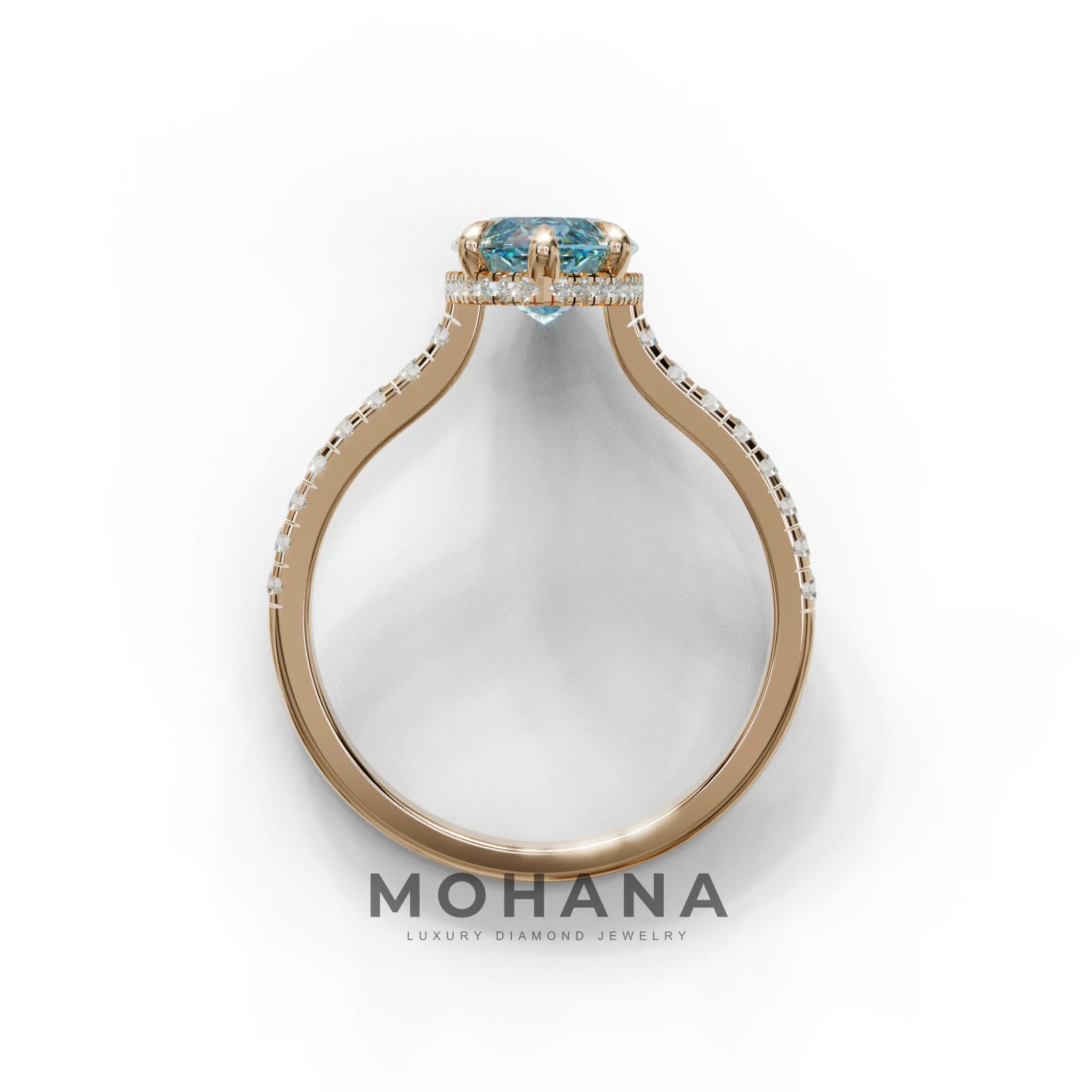 3 Carat Blue Marquise Cut Hidden Halo & Pave Set Lab Diamond Ring - Eblouissant