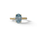 3 Carat Blue Lab Grown Diamond Oval Cut Engagement Ring | Secret Pink Diamond- Eclipse - 10K Solid Gold / Yellow Gold