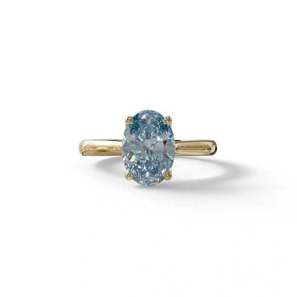 3 Carat Blue Lab Grown Diamond Engagement Ring – Oval Cut Halo