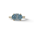 3 Carat Blue Color Oval Cut lab Grown Diamond Engagement Ring- Ellipse - 10K Solid Gold / Yellow Gold
