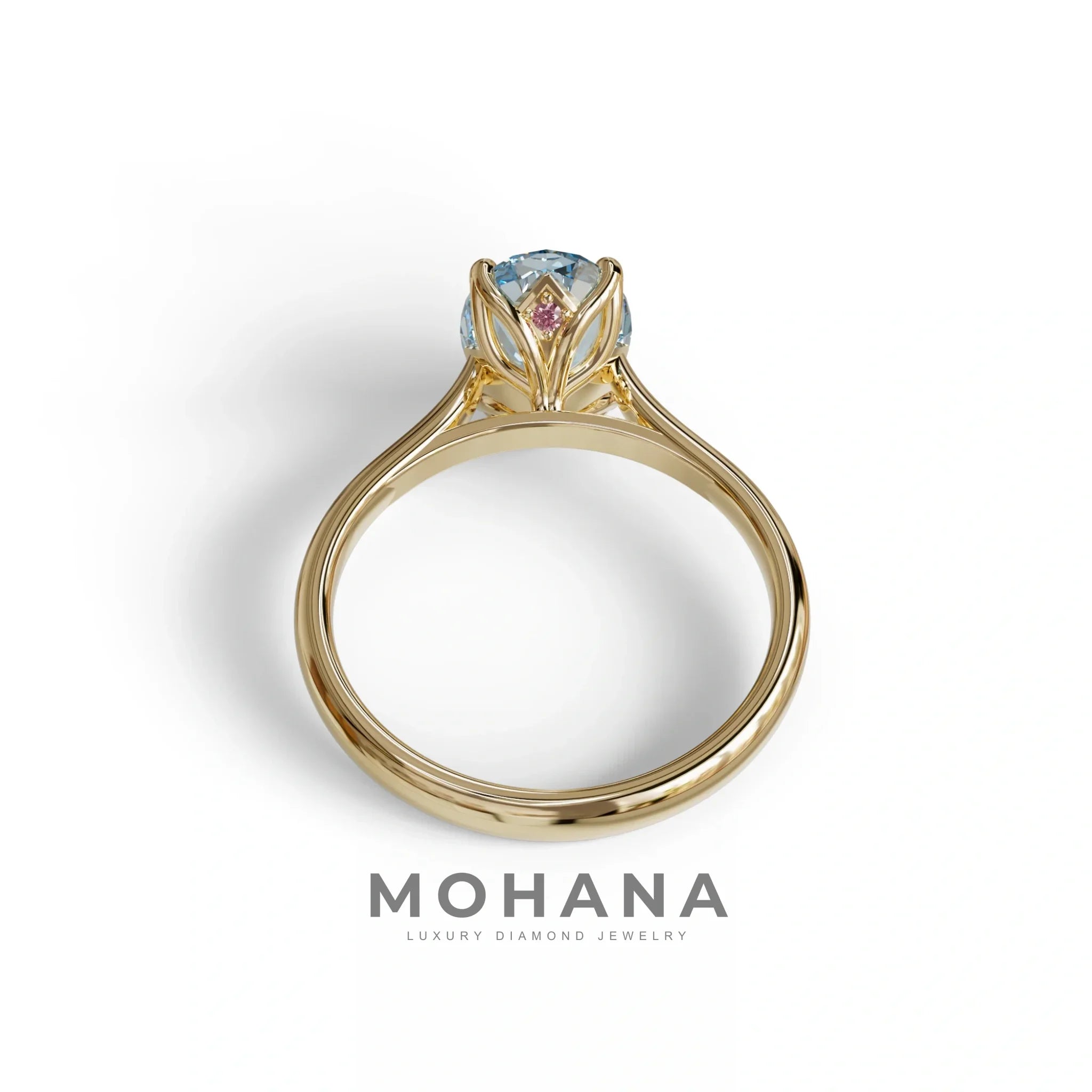 3 Carat Blue Lab Grown Diamond Oval Cut Engagement Ring | Secret Pink Diamond- Eclipse