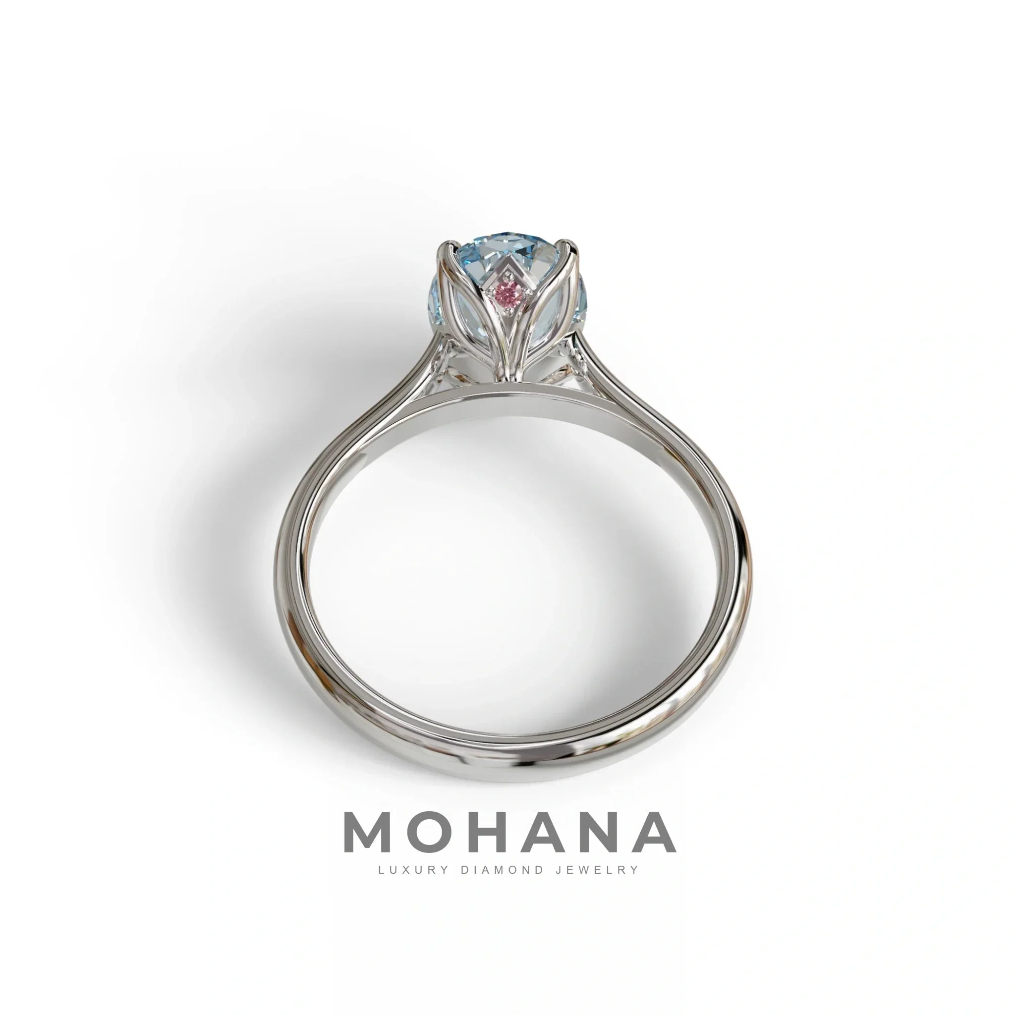 3 Carat Blue Lab Grown Diamond Oval Cut Engagement Ring | Secret Pink Diamond- Eclipse