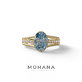 3 carat Fancy Vivid Blue Oval Cut lab Diamond Engagement Ring - Prisma - 10K Solid Gold / Yellow Gold
