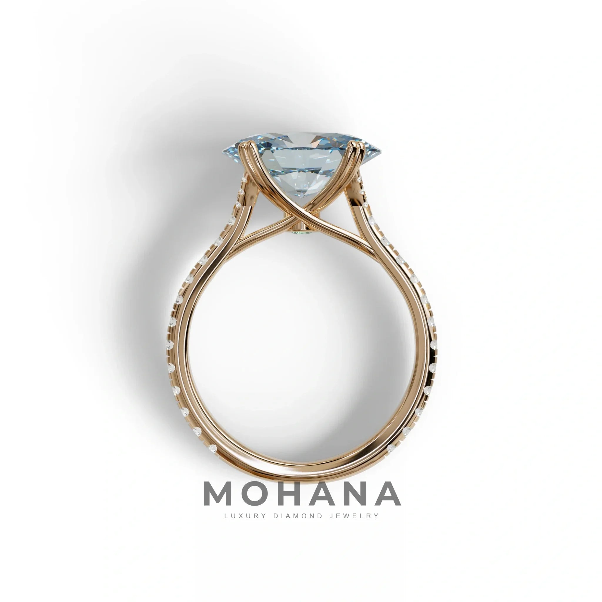 3 Carat Blue Color Oval Cut lab Grown Diamond Engagement Ring- Ellipse
