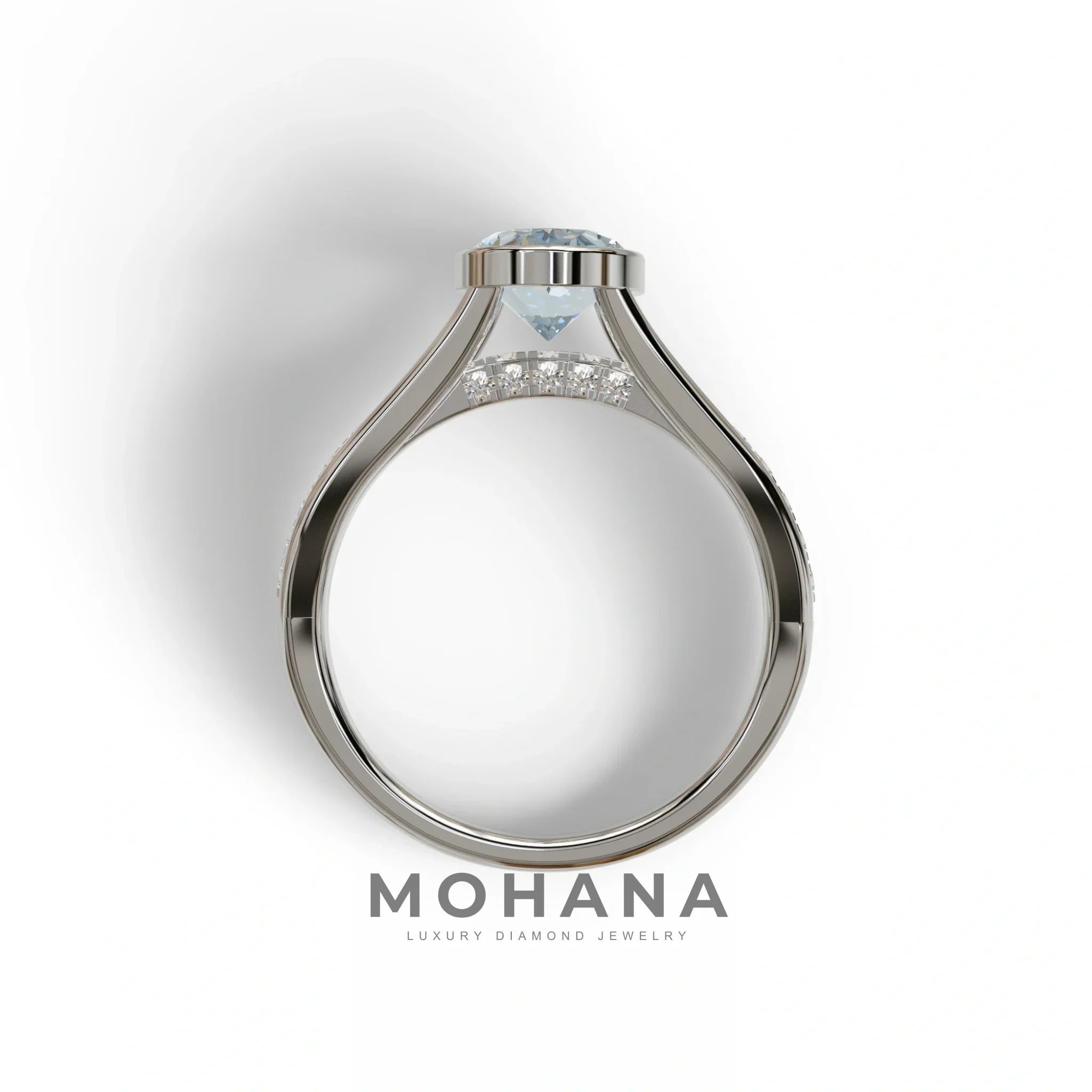 3 carat Fancy Vivid Blue Oval Cut lab Diamond Engagement Ring - Prisma