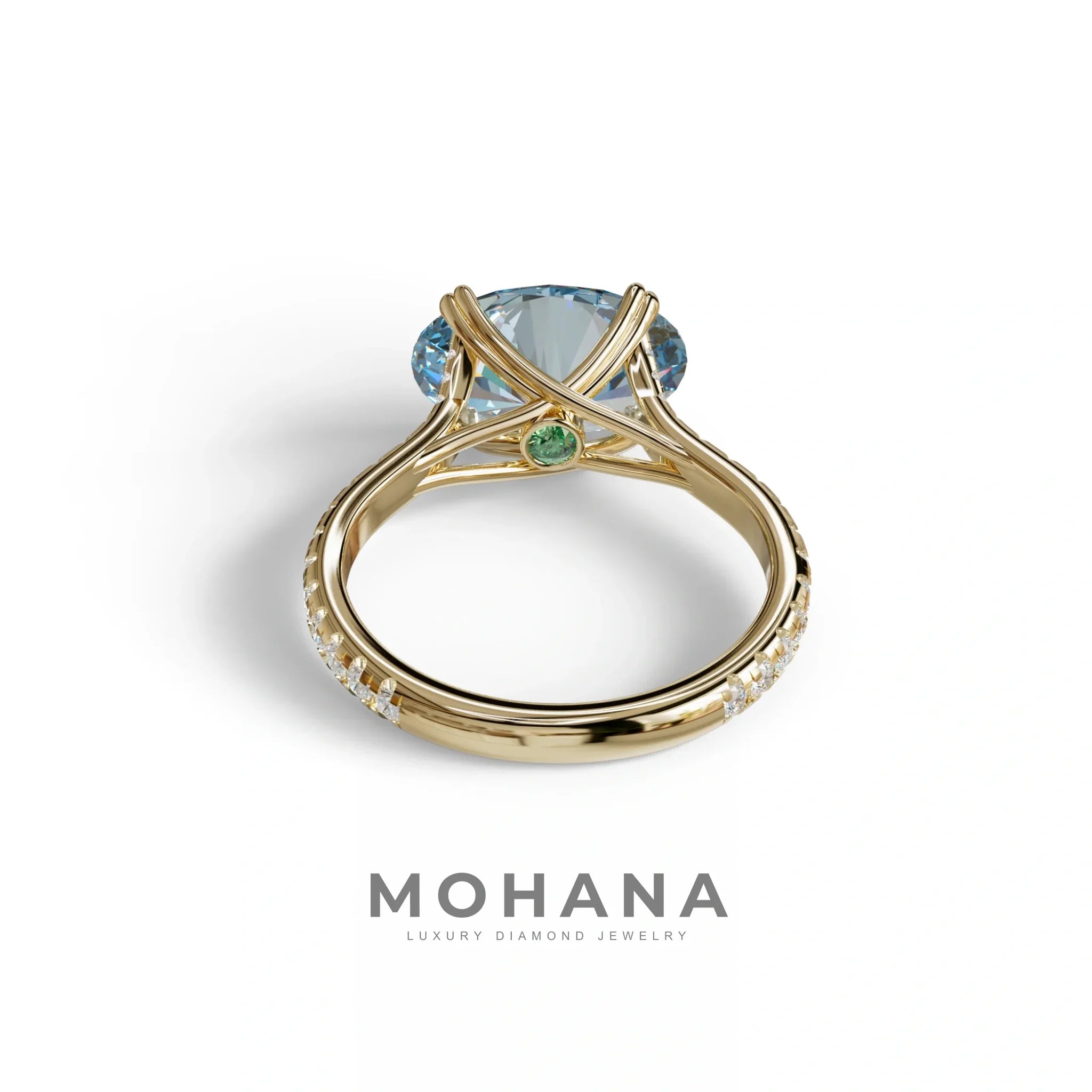3 Carat Blue Color Oval Cut lab Grown Diamond Engagement Ring- Ellipse