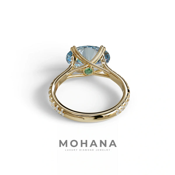 3 Carat Blue Lab Grown Diamond Engagement Ring – Oval Cut Halo alternate view