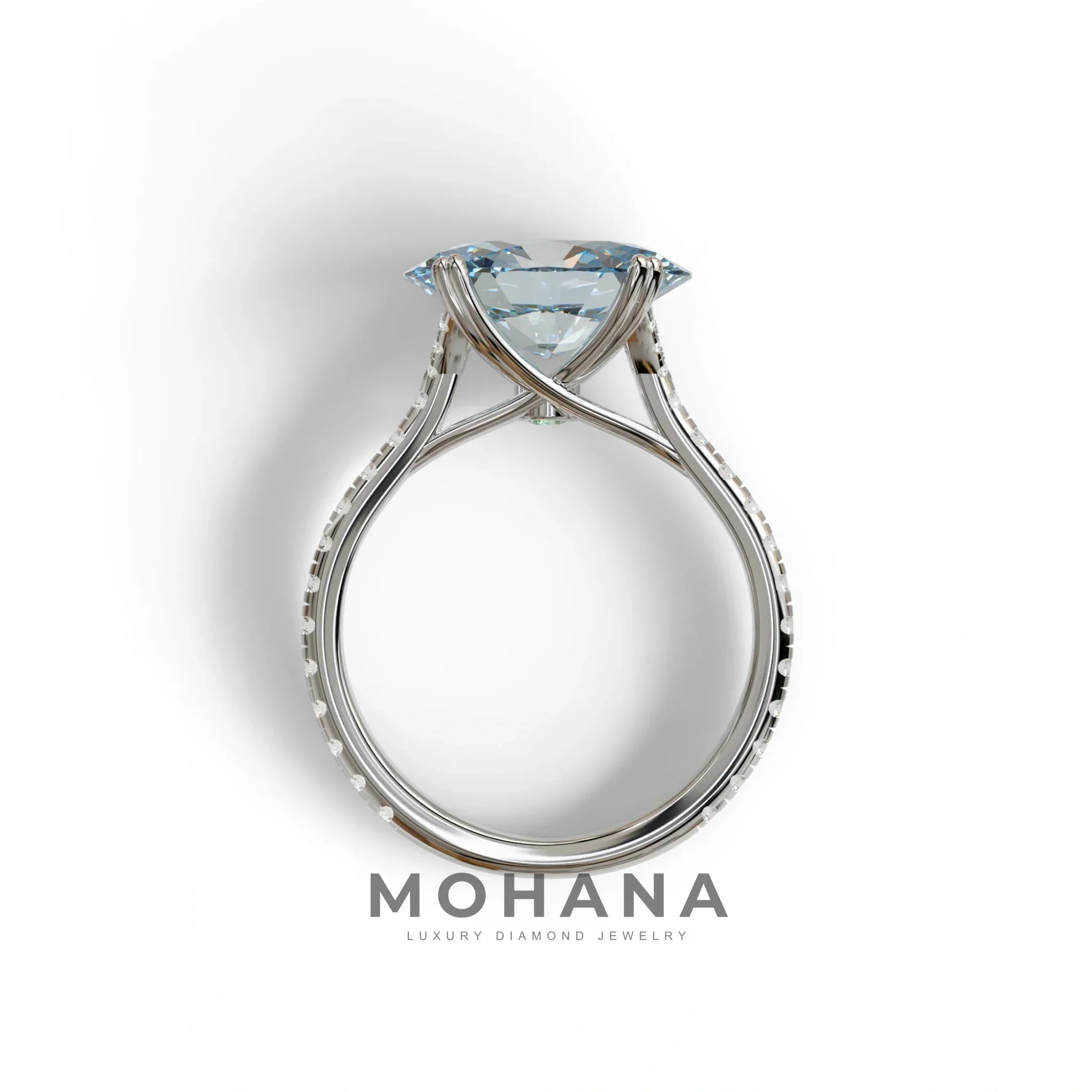 3 Carat Blue Color Oval Cut lab Grown Diamond Engagement Ring- Ellipse