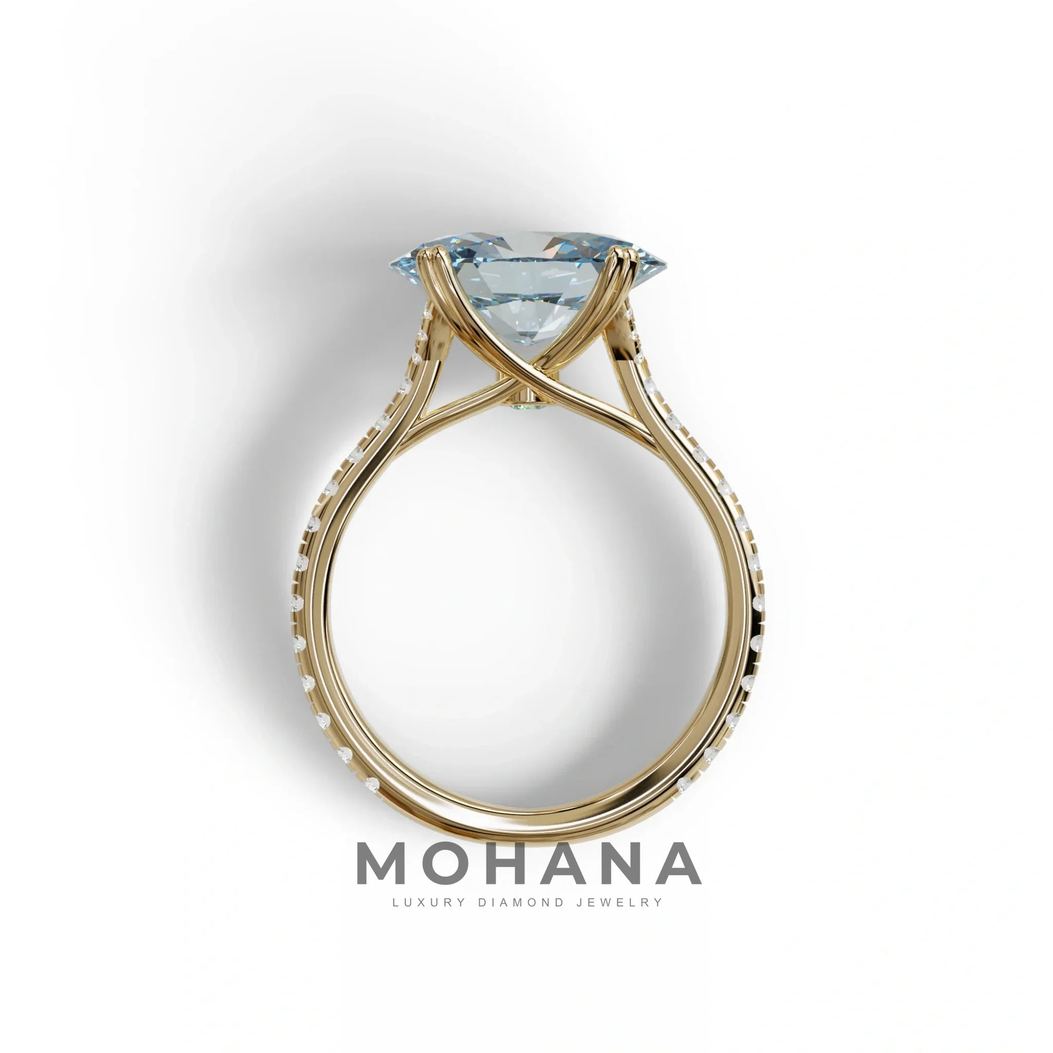 3 Carat Blue Color Oval Cut lab Grown Diamond Engagement Ring- Ellipse